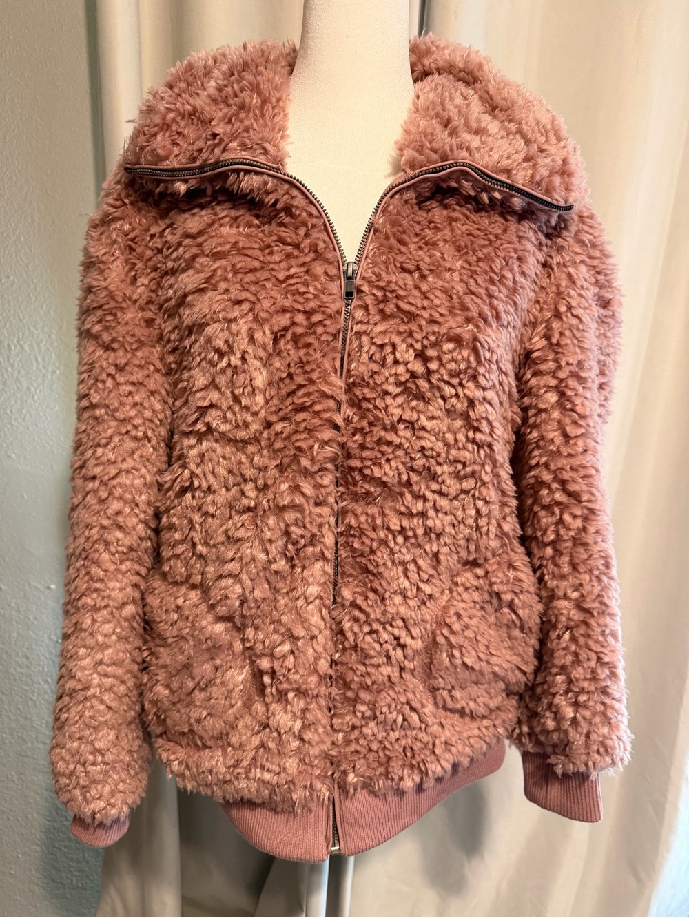 Women's BB Dakota Plush Zip-Front Teddy Jacket - Dusty Rose